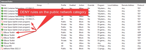 Windows Firewall - Inbound DENY rules